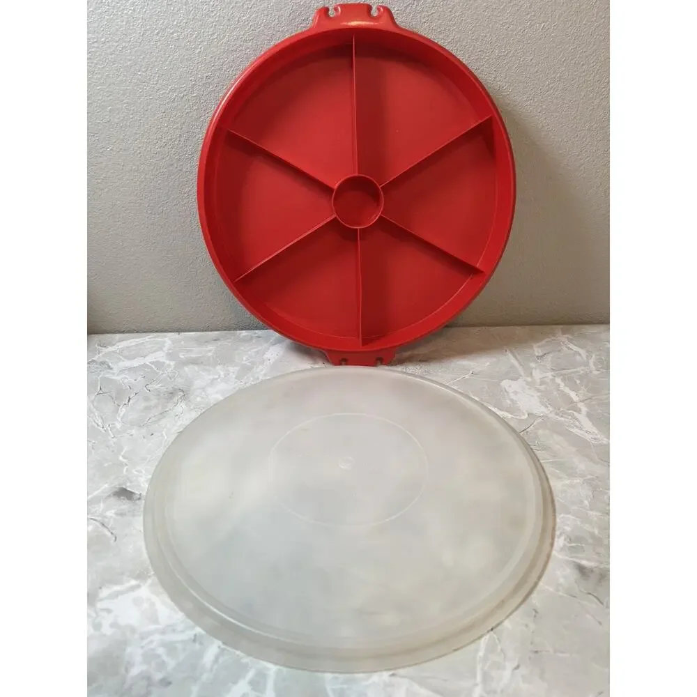 Tupperware Tray 6 Section 405-1 With Tupper Seal Lid 224-2‎ Red Millionaire Line
